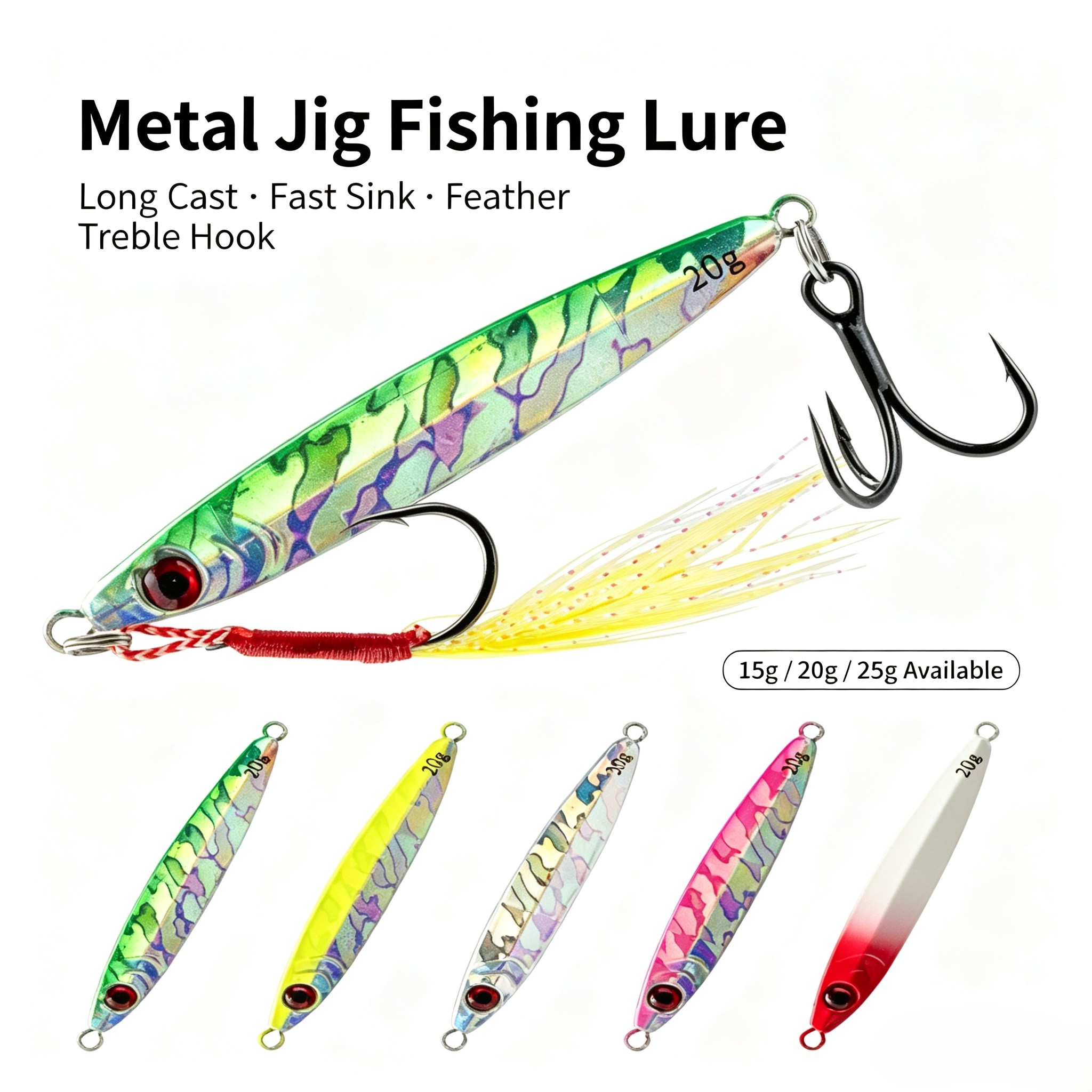 3Pcs Metal Jig Lure Set Asymme - Fishing Hook Treble review and price